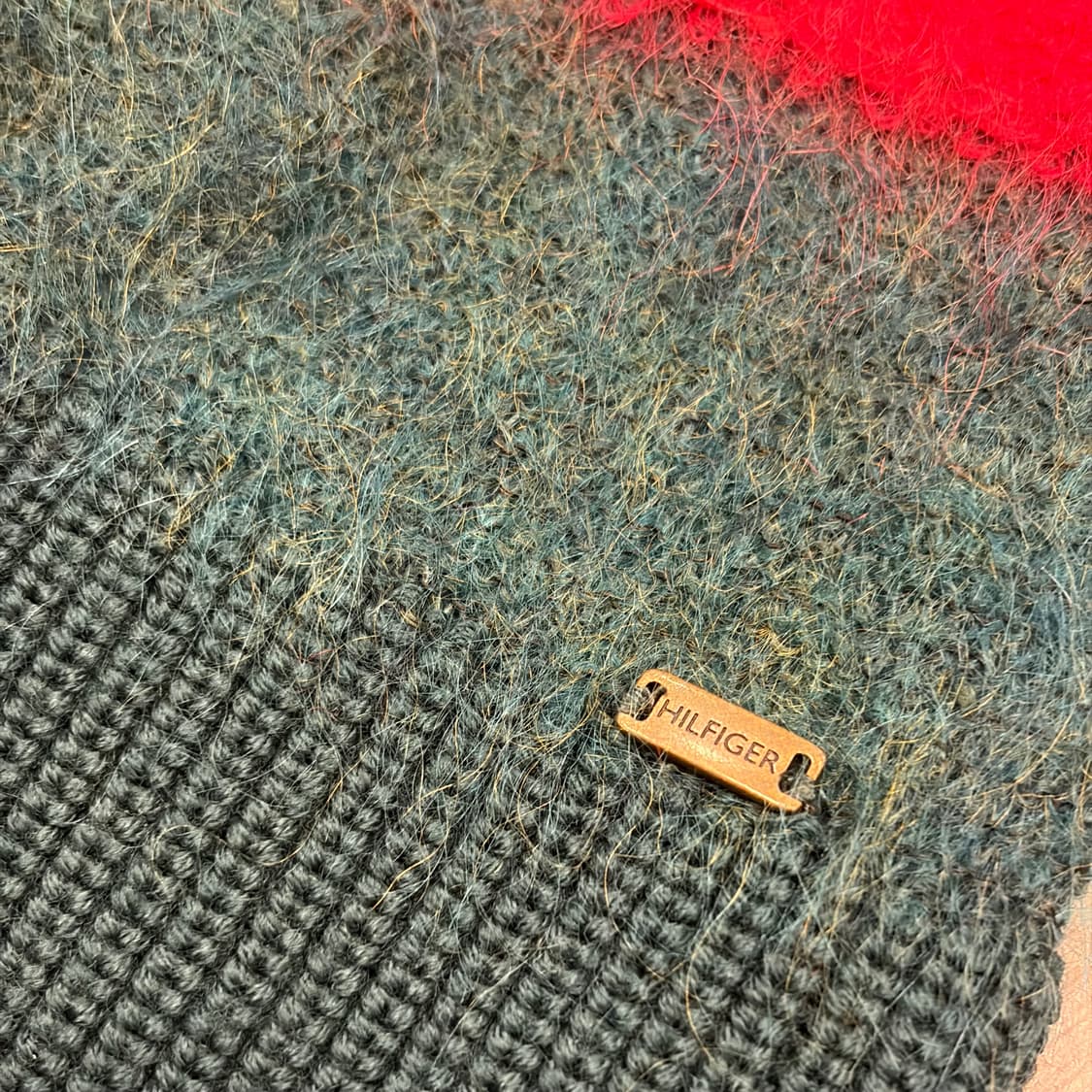 [XS] 타미힐피거 그린/레드 모헤어 스트라이프 니트 D89 상품이미지8