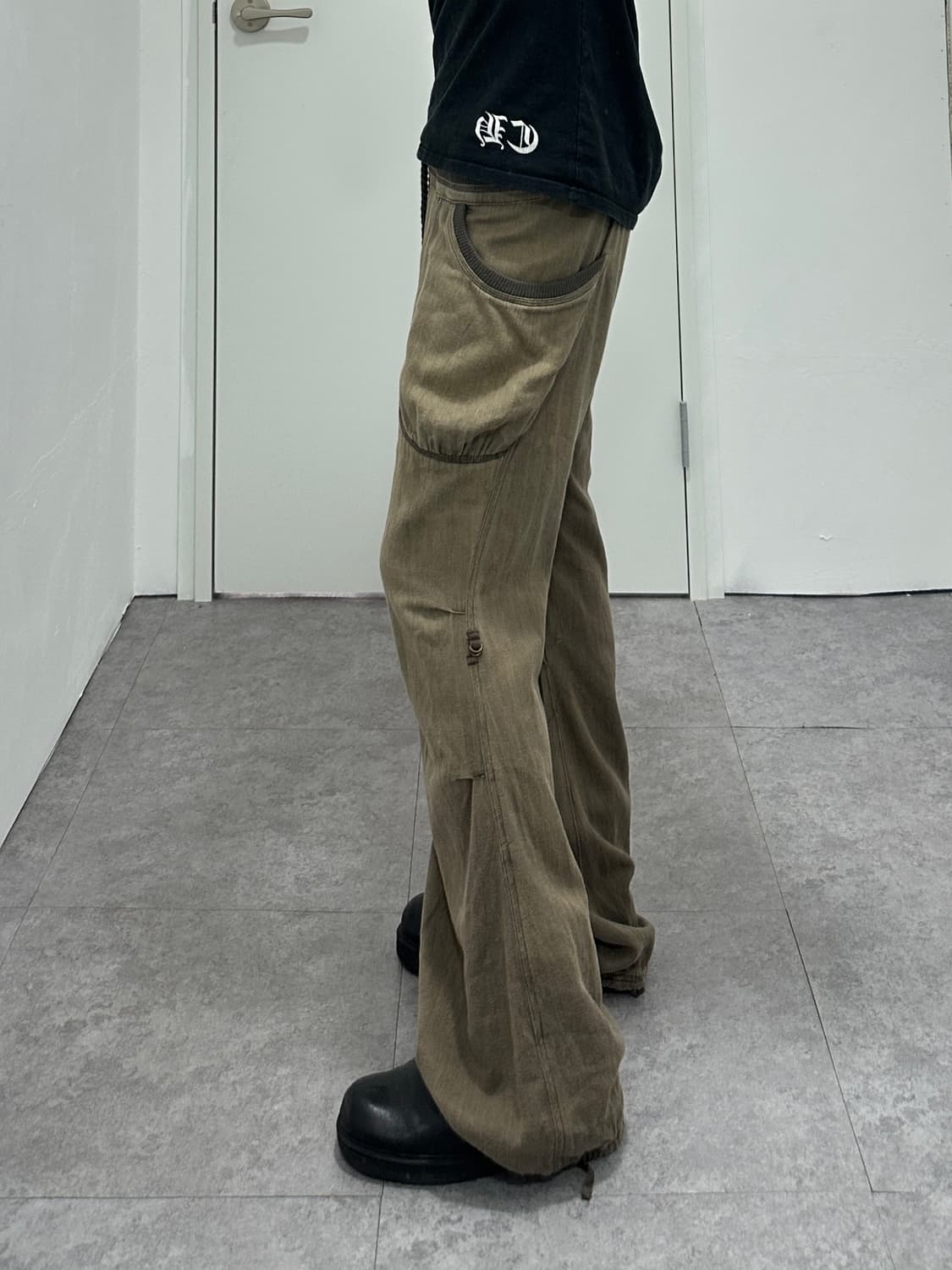 Vintage brown drawstring flare pants   상품이미지4