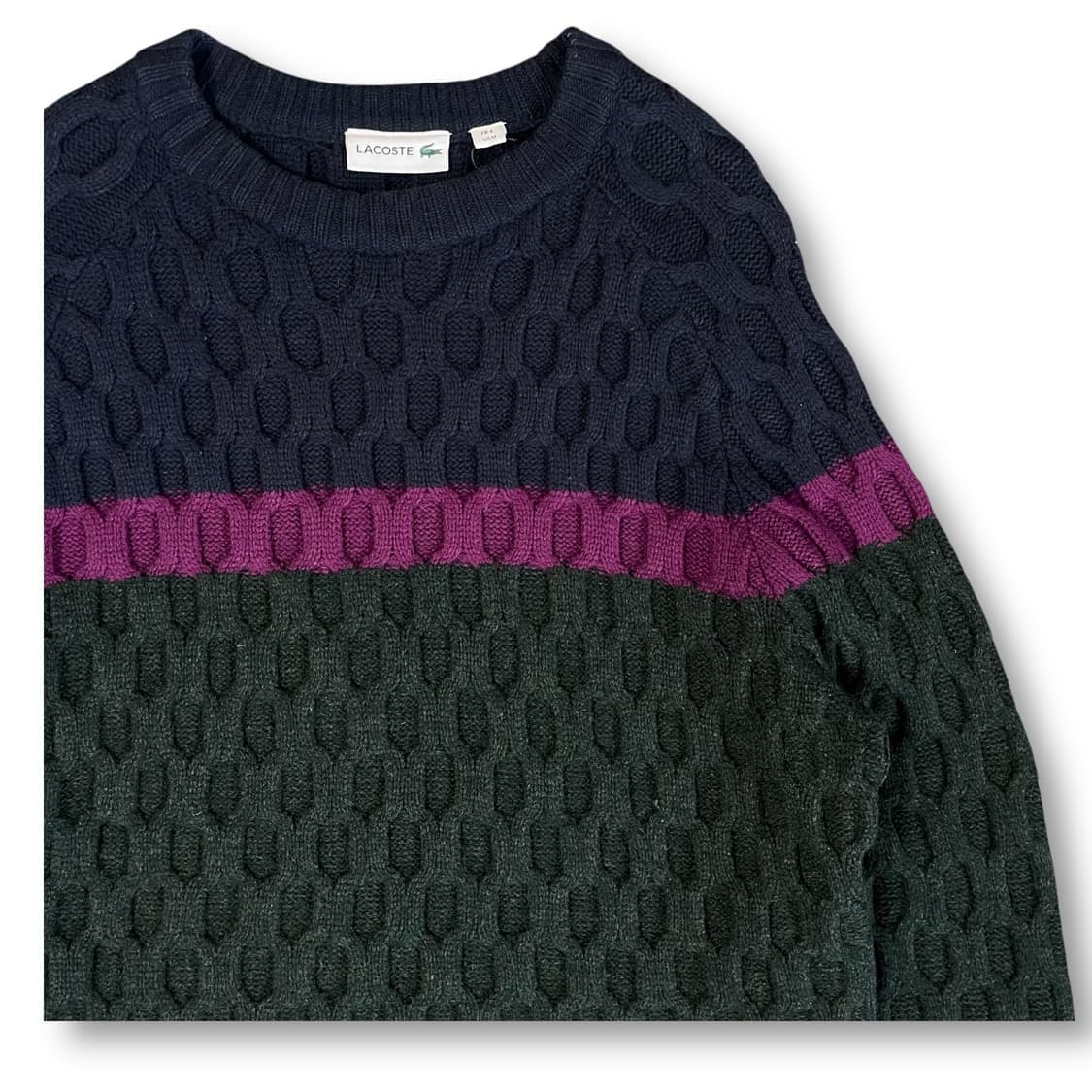 라코스테 배색 짜임 울 니트 스웨터 상품이미지3