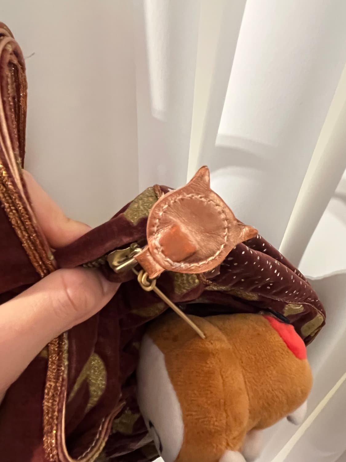 츠모리치사토 네코별 벨벳 토트백 🐒브라운 상품이미지5