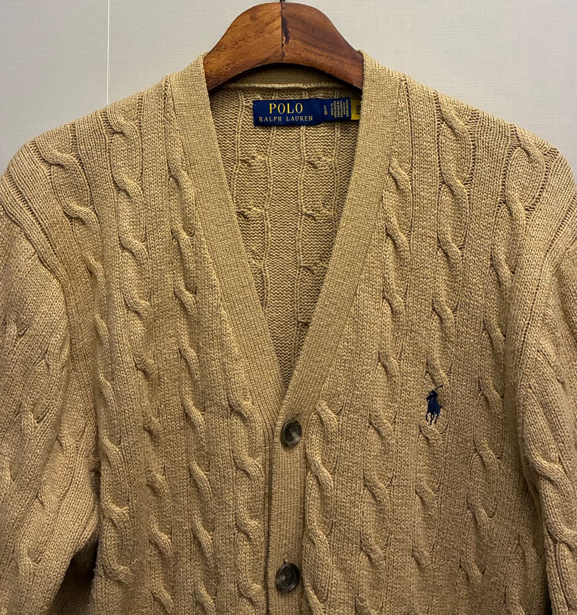 (L/103)POLO 폴로랄프로렌 코튼 케이블 니트 가디건 베이지 상품이미지4