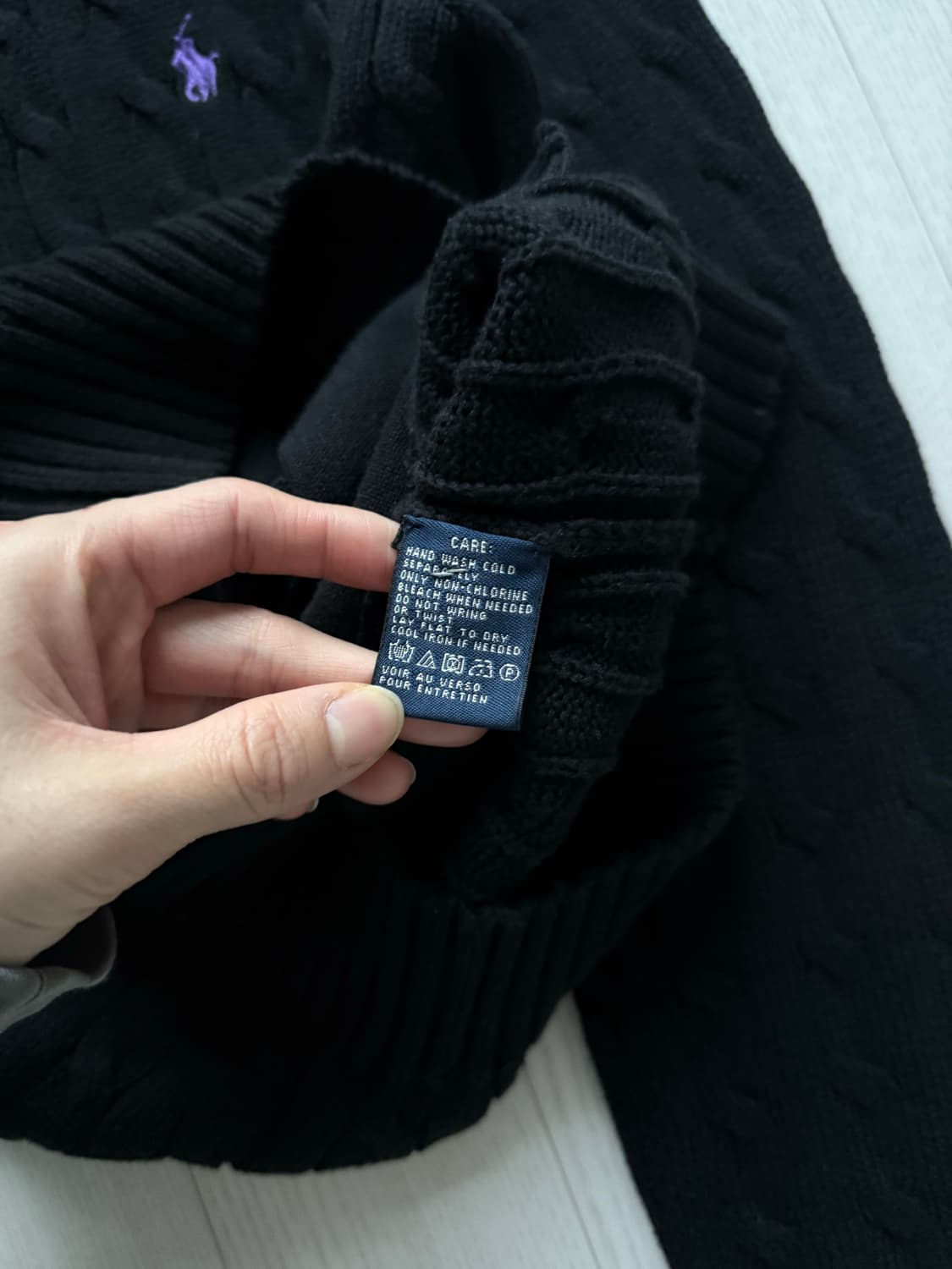 폴로 랄프로렌 포니 로고 블랙 케이블 니트 후드집업 상품이미지9