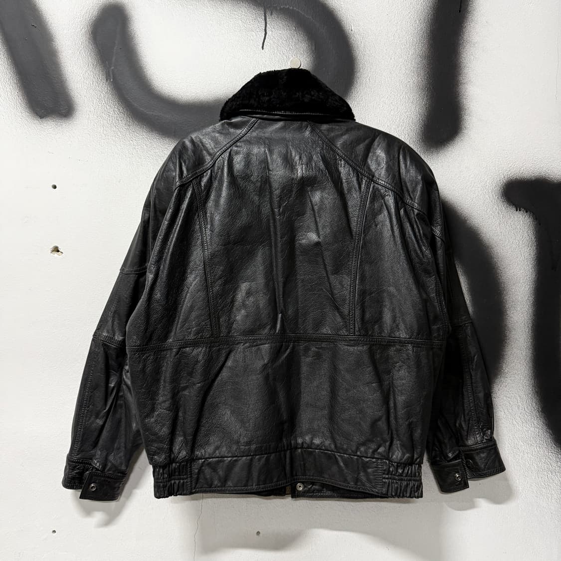 진도 모피 100% 카우하이드 소가죽 양털 카라 가죽 봄버 자켓 상품이미지2