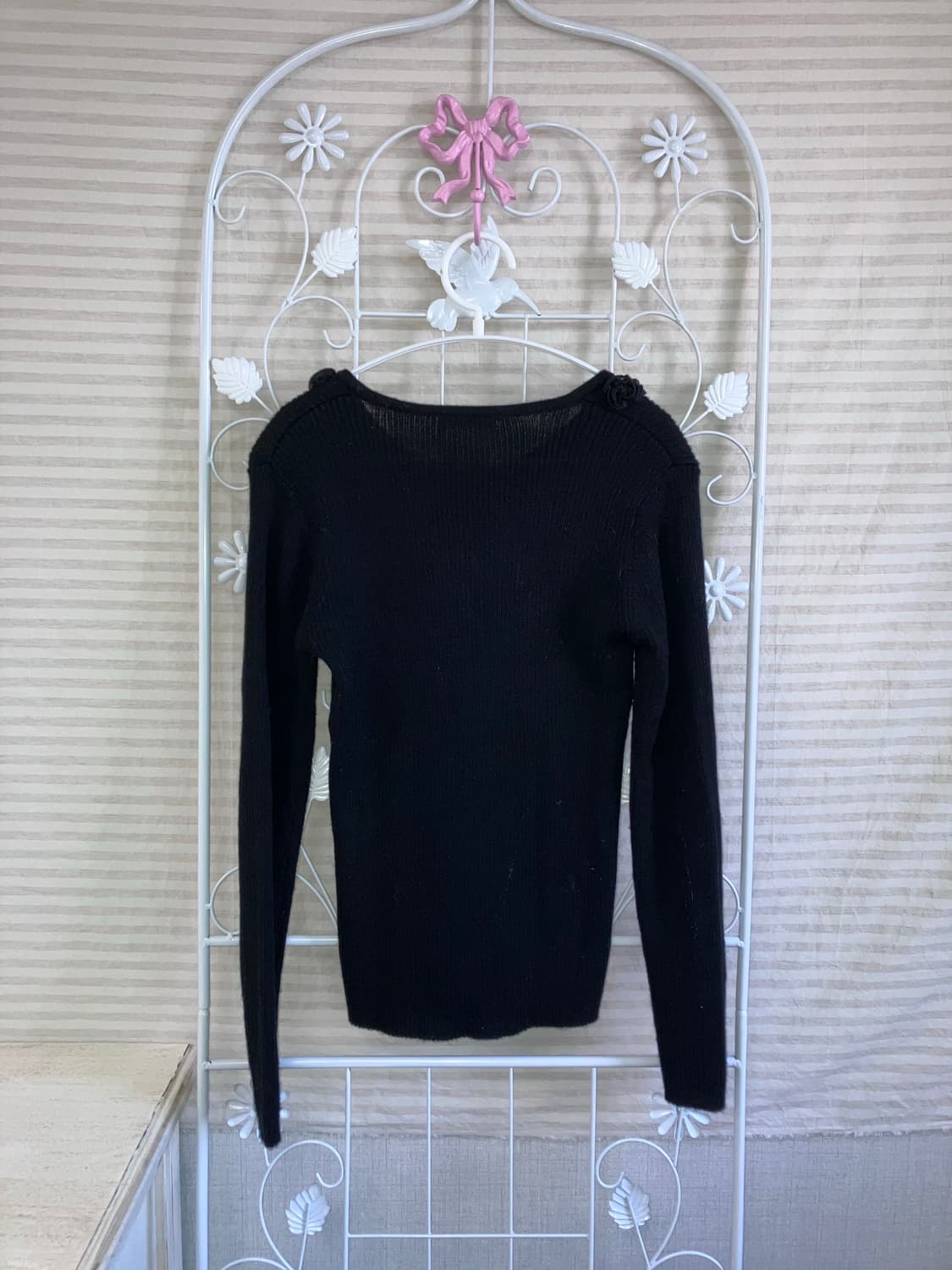 빈티지 블랙 플라워 패턴 니트 y2k 스트릿 갸루 펑키 일본빈티지 상품이미지2