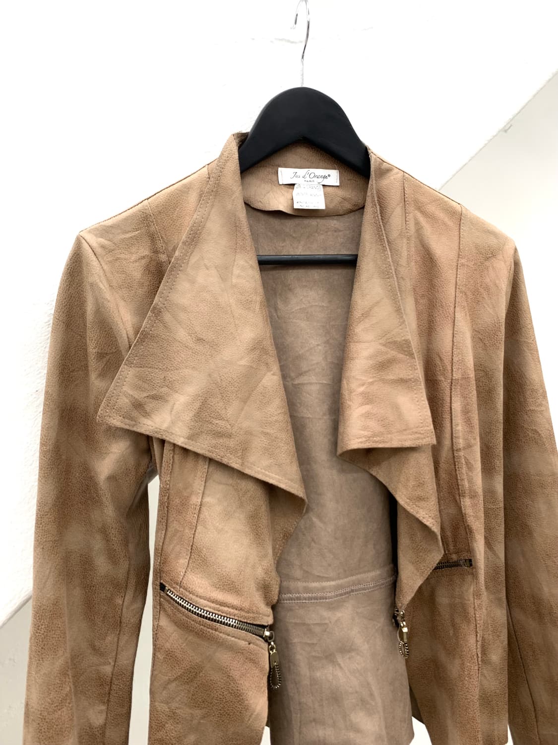 Drape zipper detail leather jacket  상품이미지5