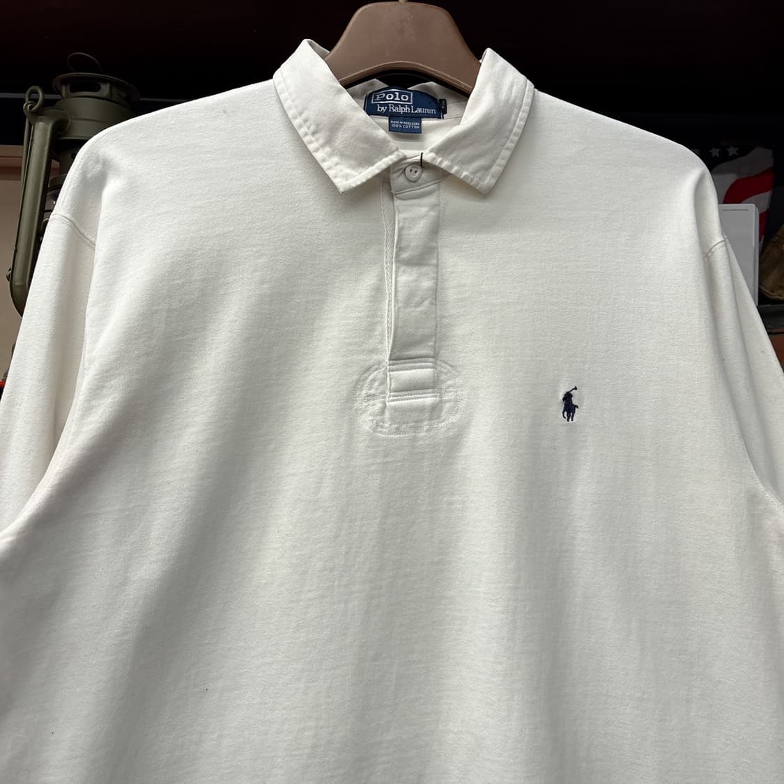 90s 폴로 랄프로렌 소트프 피마코튼 롱슬리브 카라티 화이트 N911 상품이미지3