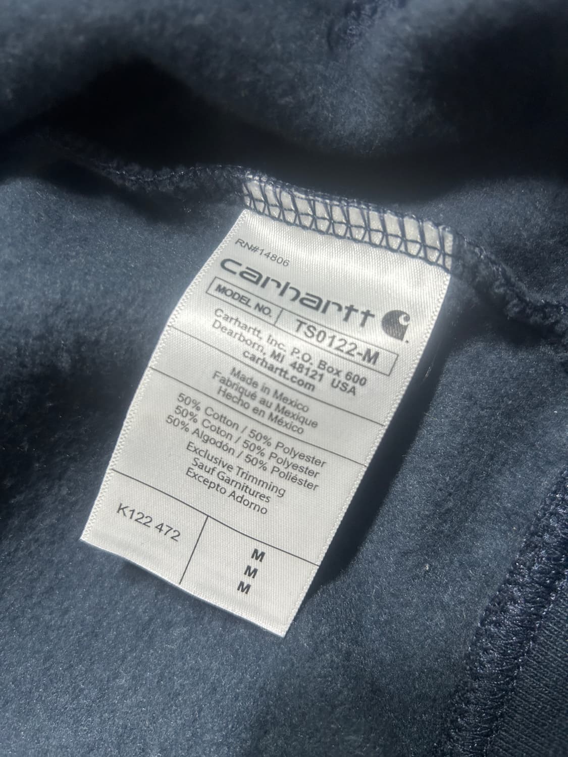 칼하트 후드집업 네이비 M 상품이미지4