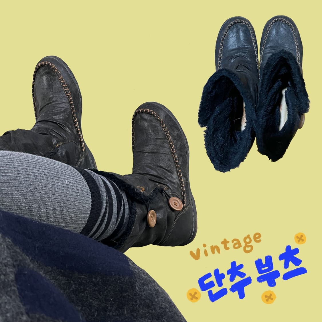 모리걸 단추 장식 빈티지 부츠 상품이미지3