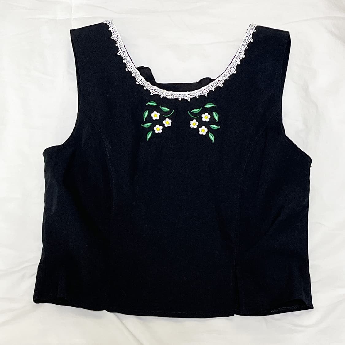 빈티지 ) 레이스트리밍 플라워 베스트 조끼 상품이미지5