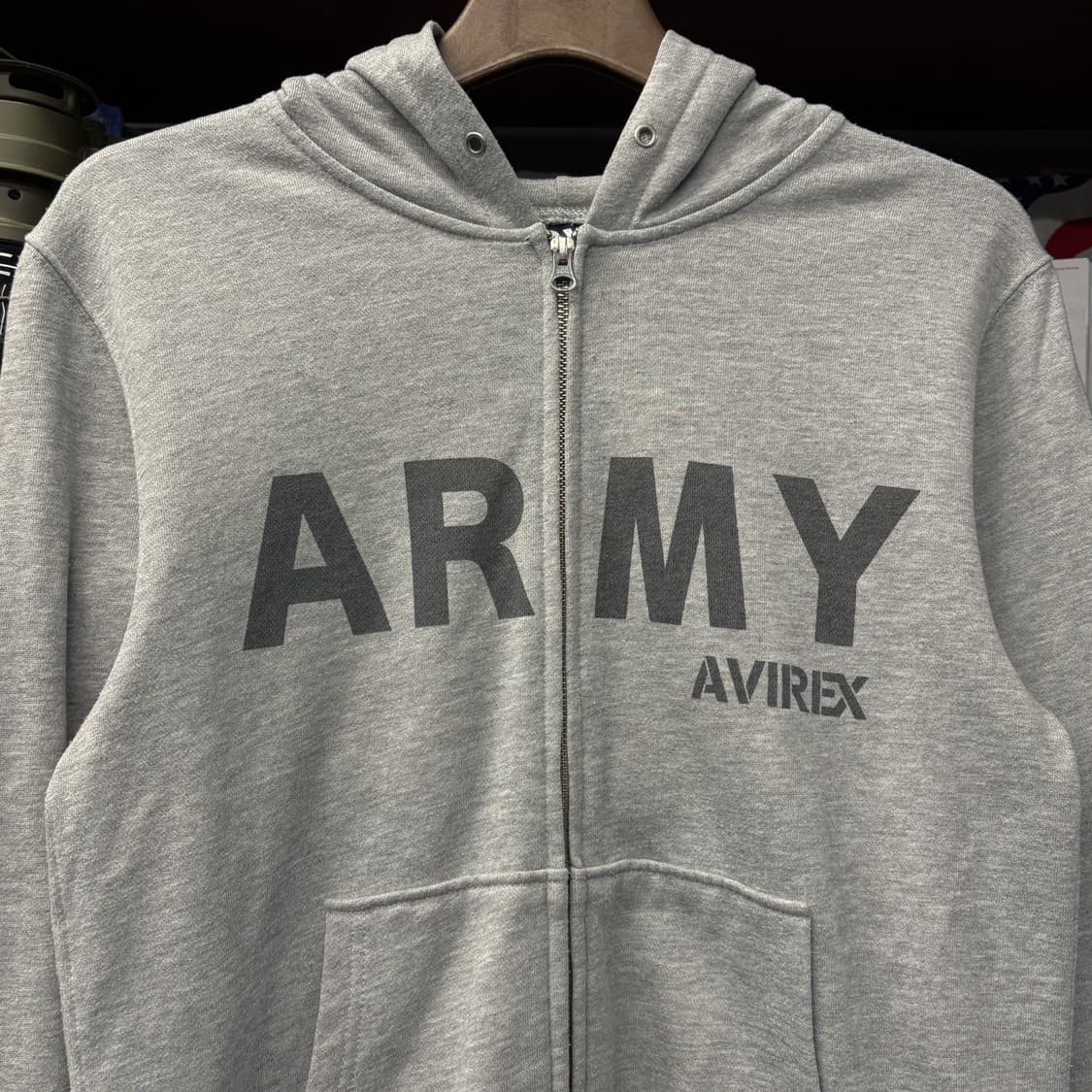 00s 아비렉스 ARMY 라이트그레이 프린팅 후드집업 N518 상품이미지3