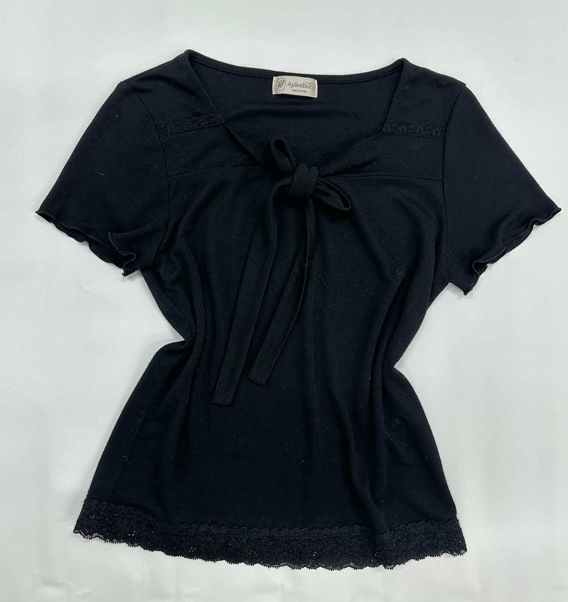 Jpn 블랙 긱시크 에스닉 레이스 레이어드 리본 상의코디세트 상품이미지5