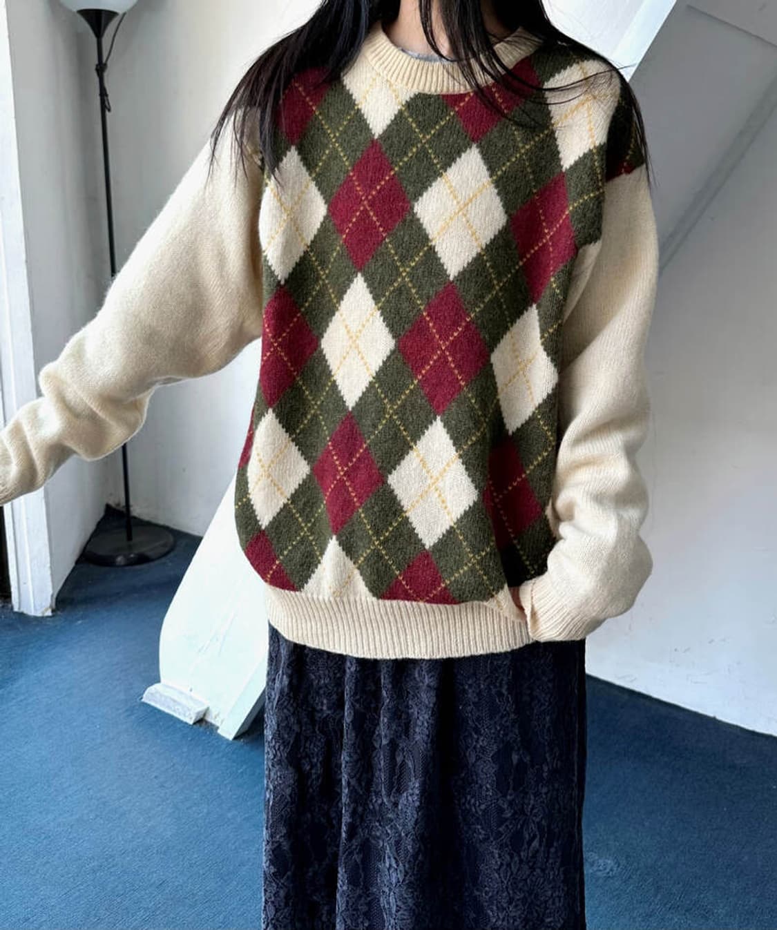 Dry wool argyle pattern knit P/O 상품이미지7