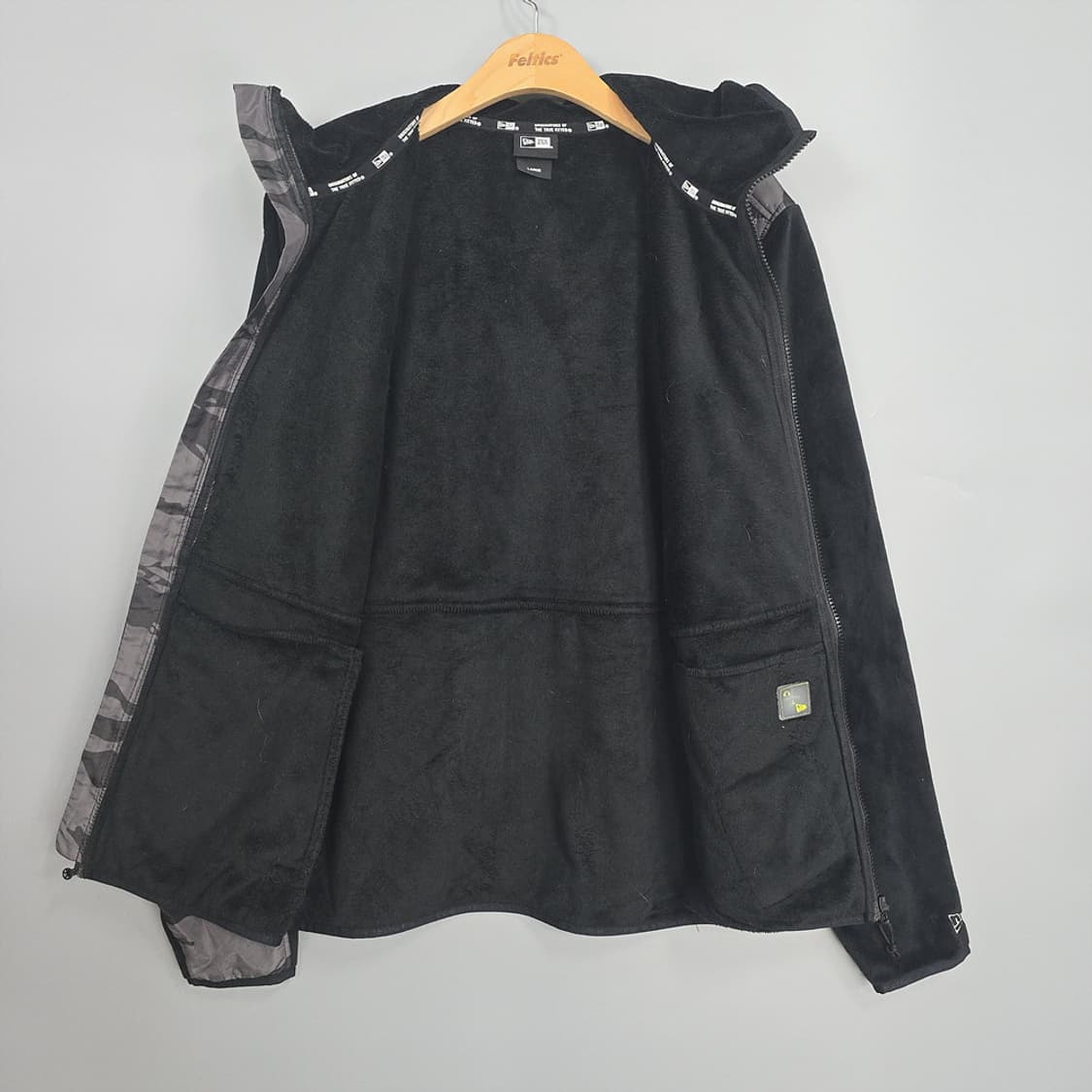 뉴에라 NEW ERA 타이거카모 블랙 플리스 후드집업 L 상품이미지5