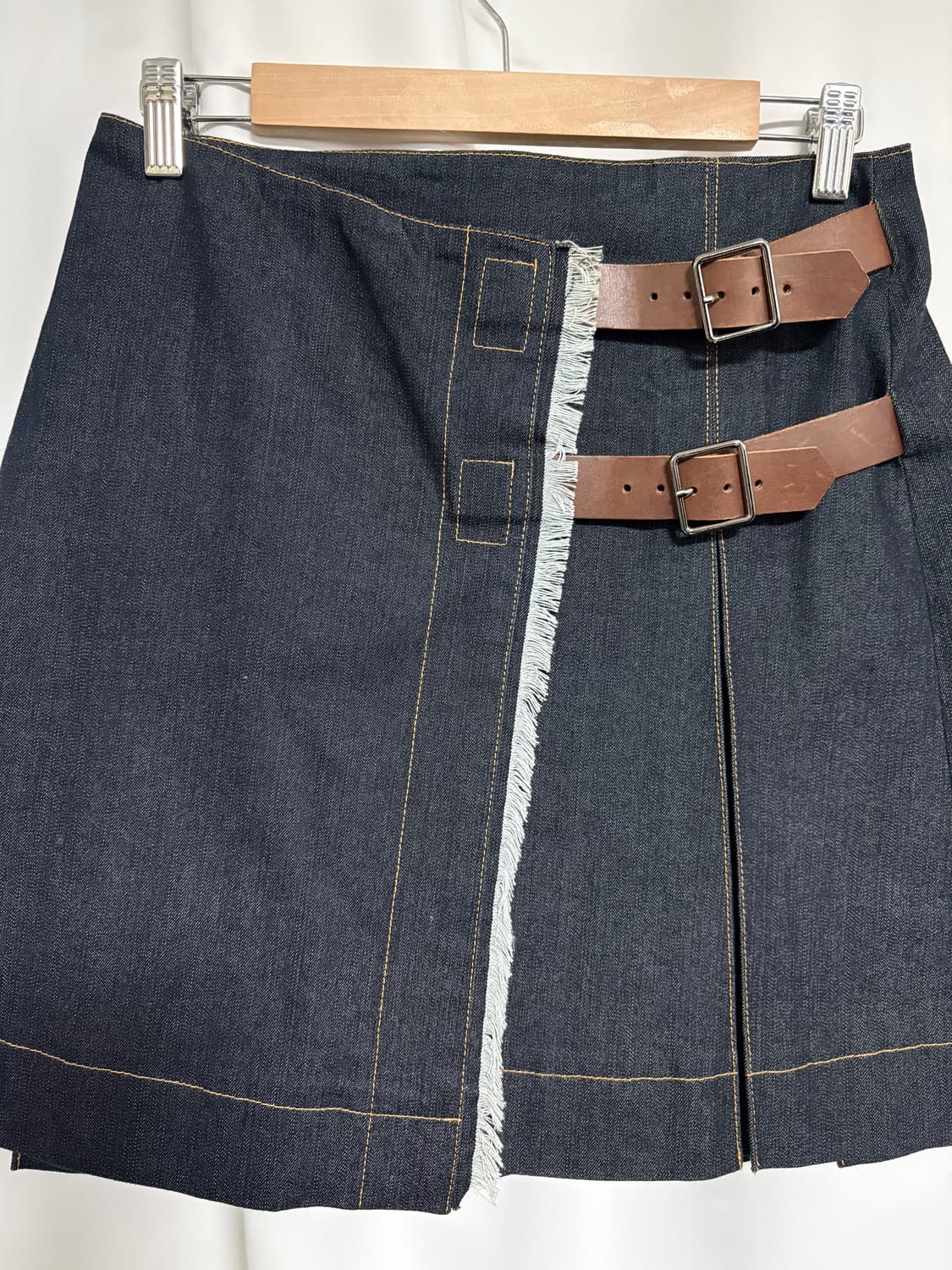 denim pleats wrap skirt 상품이미지3