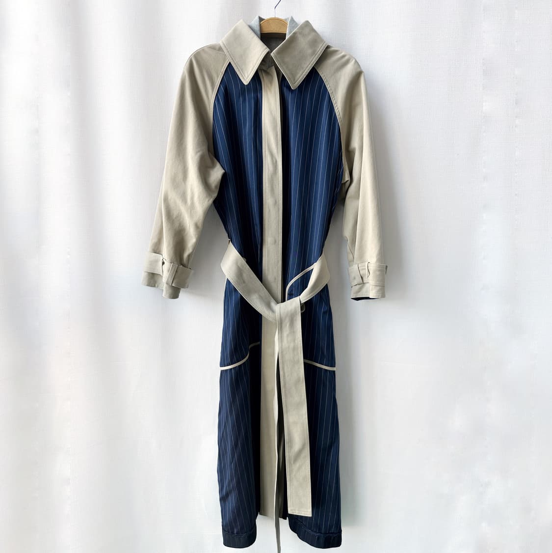 알렉산더왕 코튼 개버딘 스트라이프 새틴 트윌 트렌치 코트 베이지 XS 상품이미지1