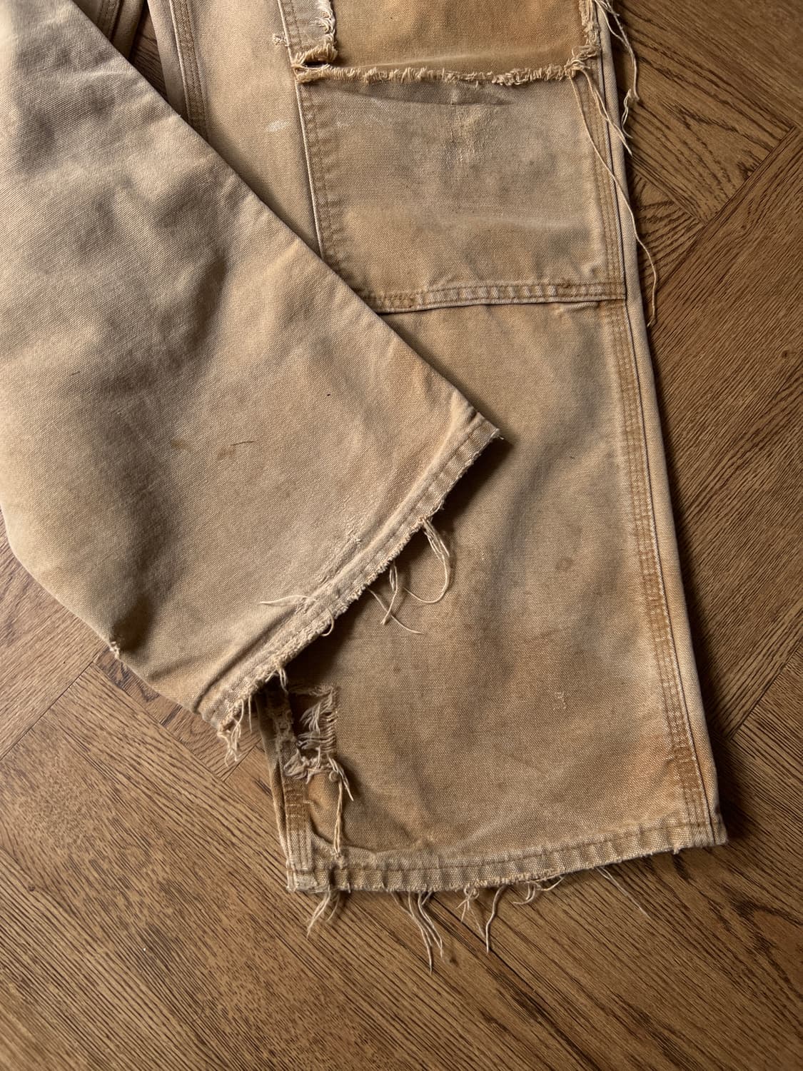 [36]칼하트 USA 더티 디스트로이드 브라운 더블니 워크 팬츠 상품이미지6