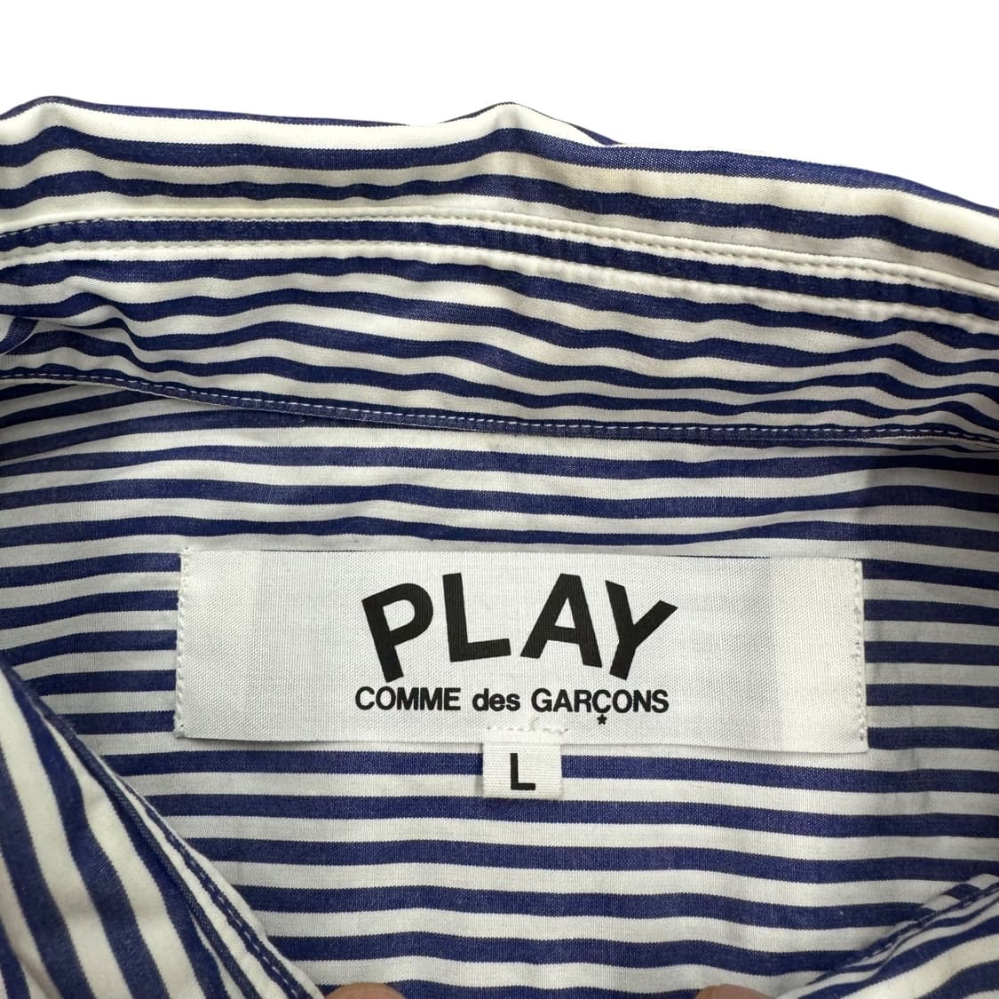 꼼데가르송 PLAY 블랙하트 스트라이프 셔츠 (L)  상품이미지4