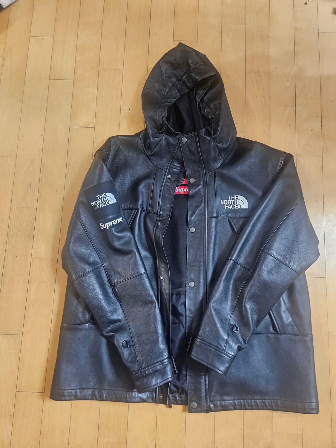 슈프림  노스페이스 레더 자켓 블랙 XL 상품이미지1