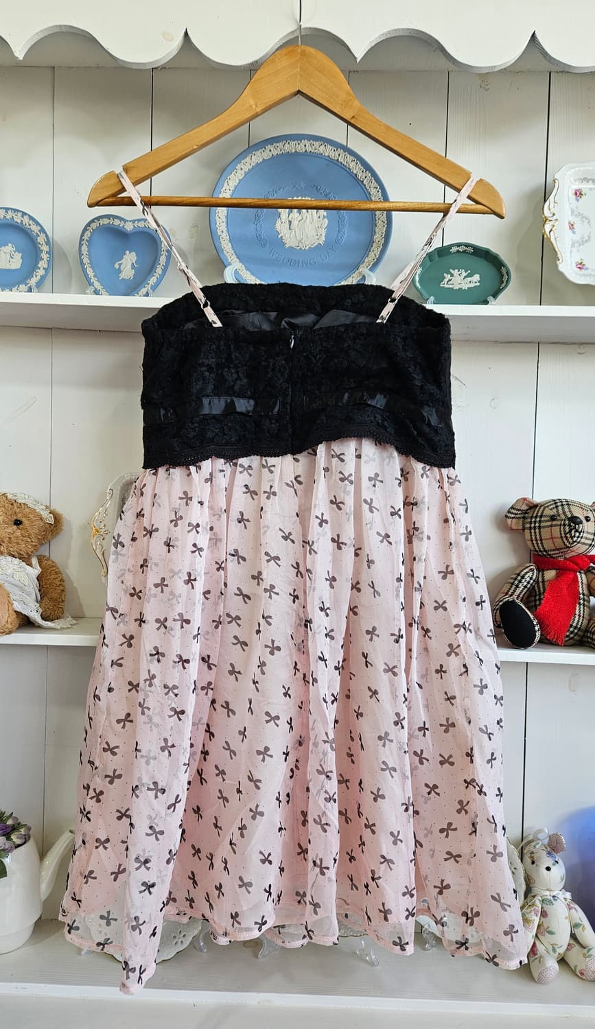 (Ank Rouge) 블랙레이스 리본 쉬폰 원피스 상품이미지4