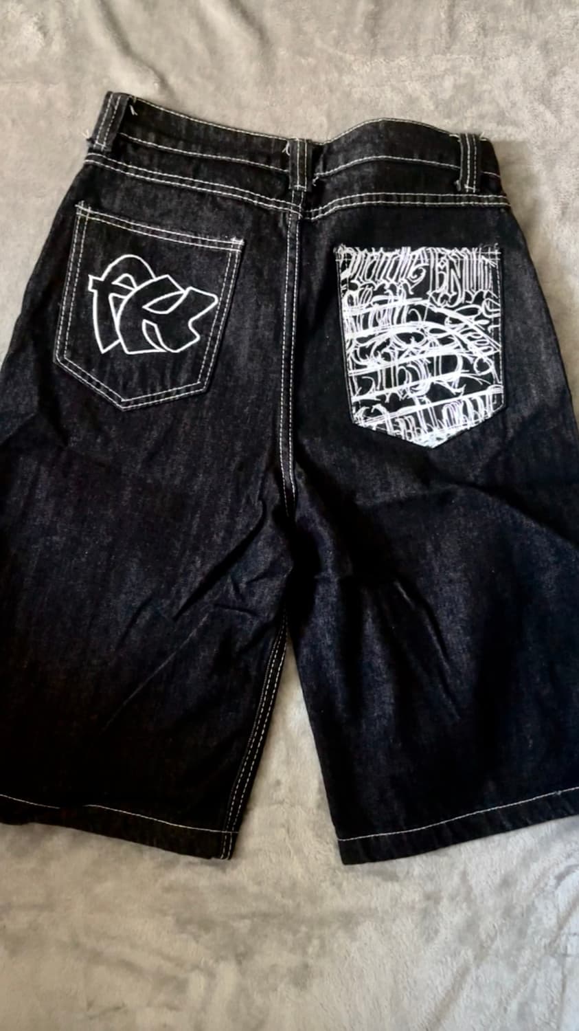 빈티지 백포켓 레터링 스티치 생지 버뮤다팬츠 상품이미지1