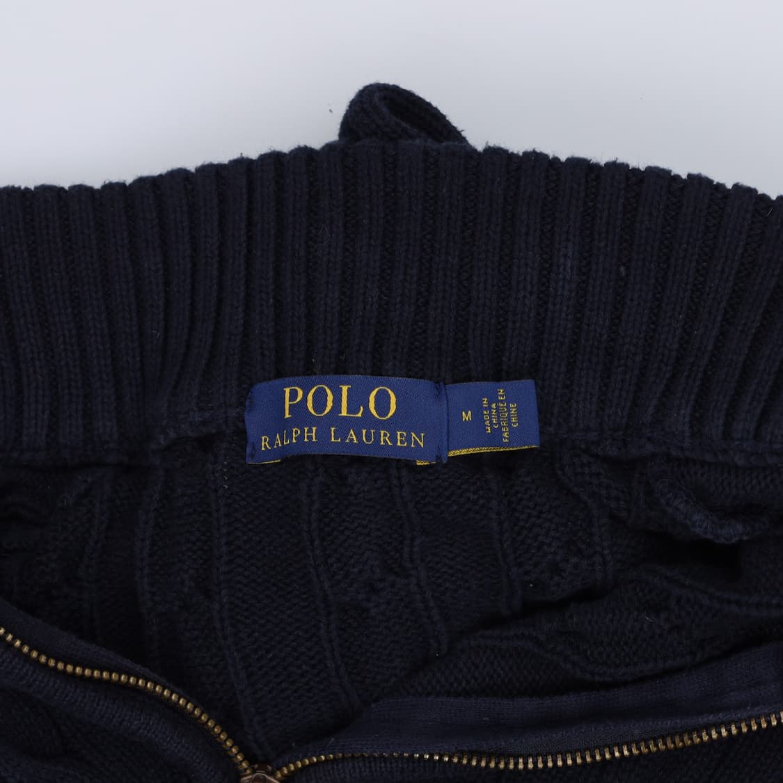 M 폴로 여성 꽈배기 케이블 반집업 니트 네이비 4254 상품이미지4