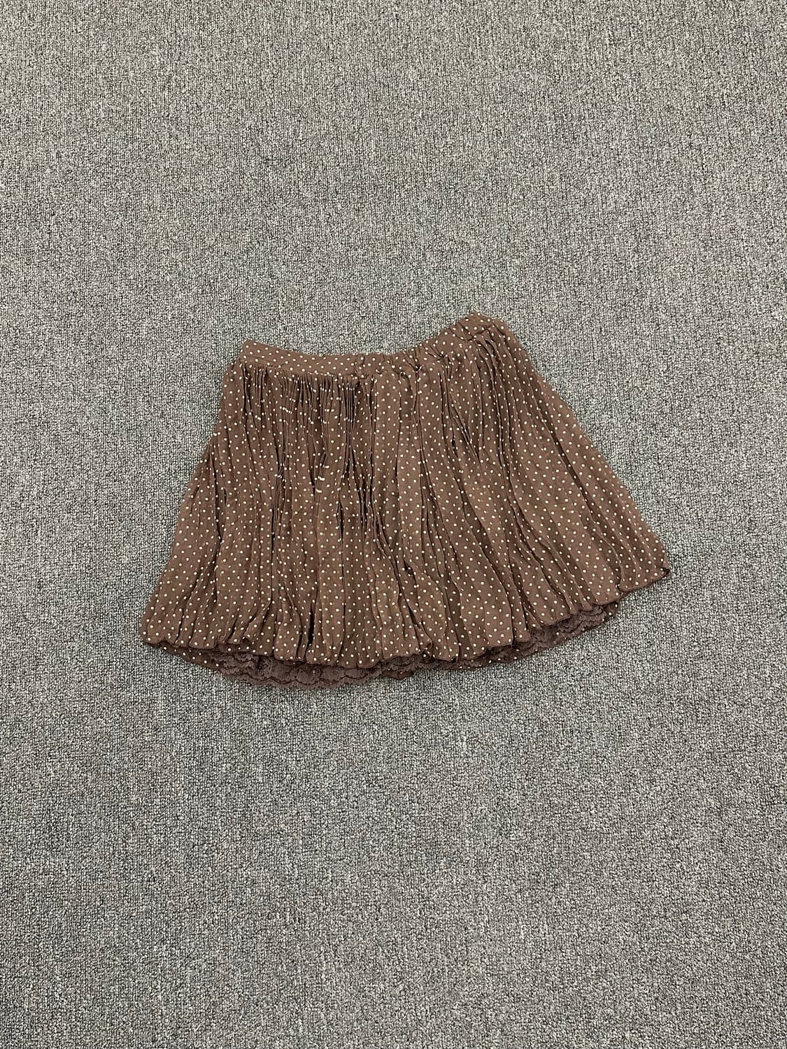 M)Japanese vintage 브라운 도트 레이어드 캉캉 미니스커트 상품이미지4