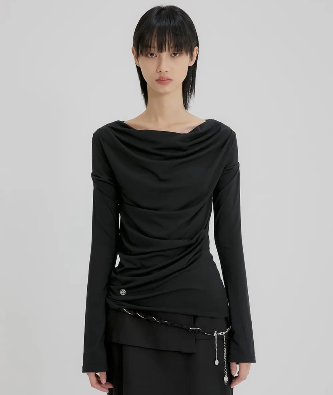 플레어업 드레이프 롱슬리브 블랙 상품이미지1