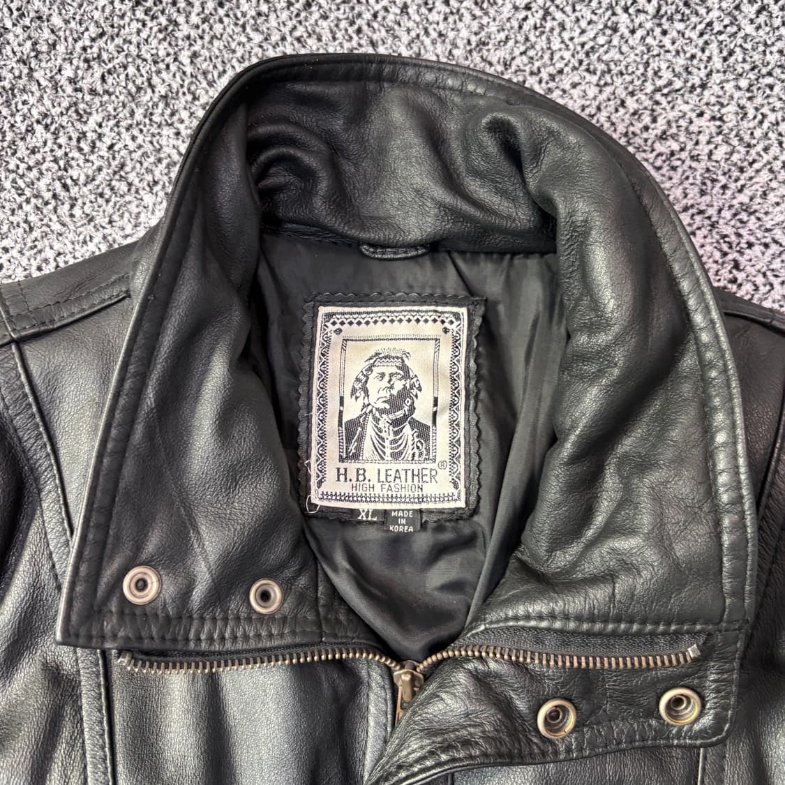 H.B leather 90s 소가죽 봄버 자켓 (XL) 상품이미지4