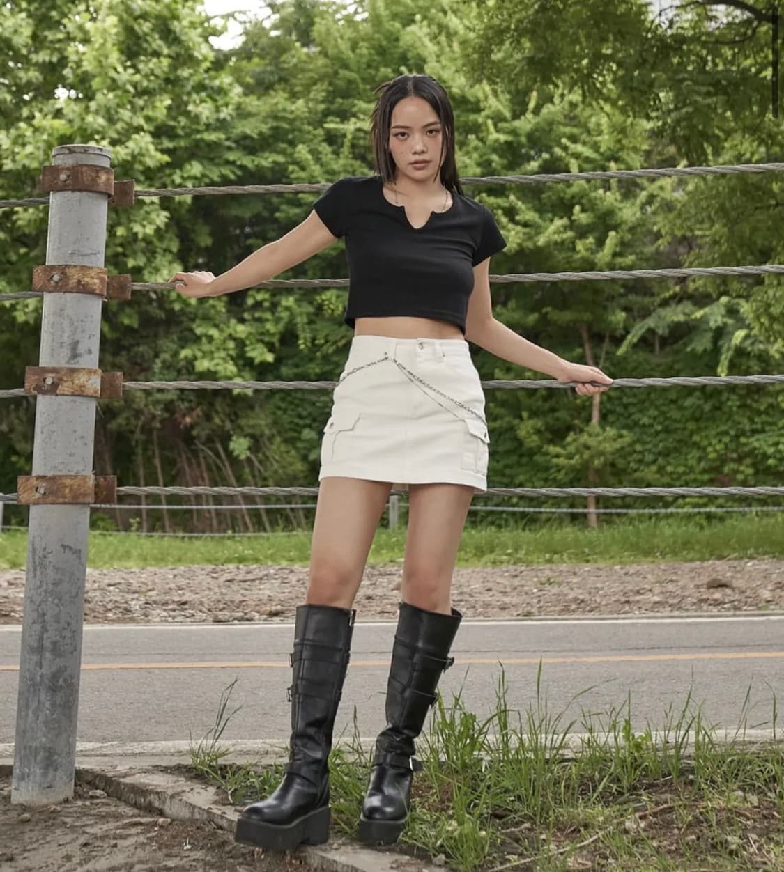 애즈온 사이드 포켓 카고 스커트 화이트 M 상품이미지7