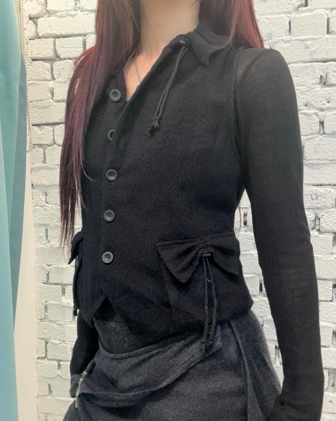 Black shirring Collar Vest 상품이미지3