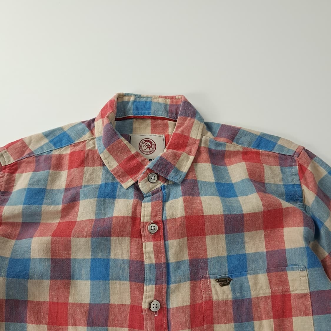 CK364 S 디젤 00s 코튼린넨 깅엄체크 셔츠 남방 상품이미지2