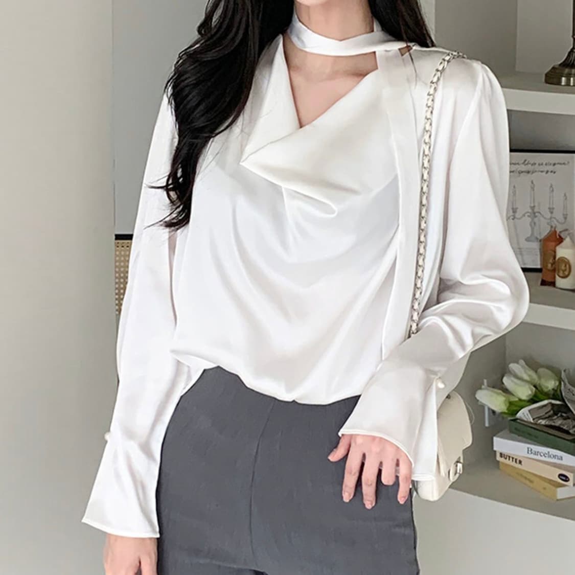 몸빼(MOMBBE) 드레이프 블라우스 55-66 새상품 상품이미지6