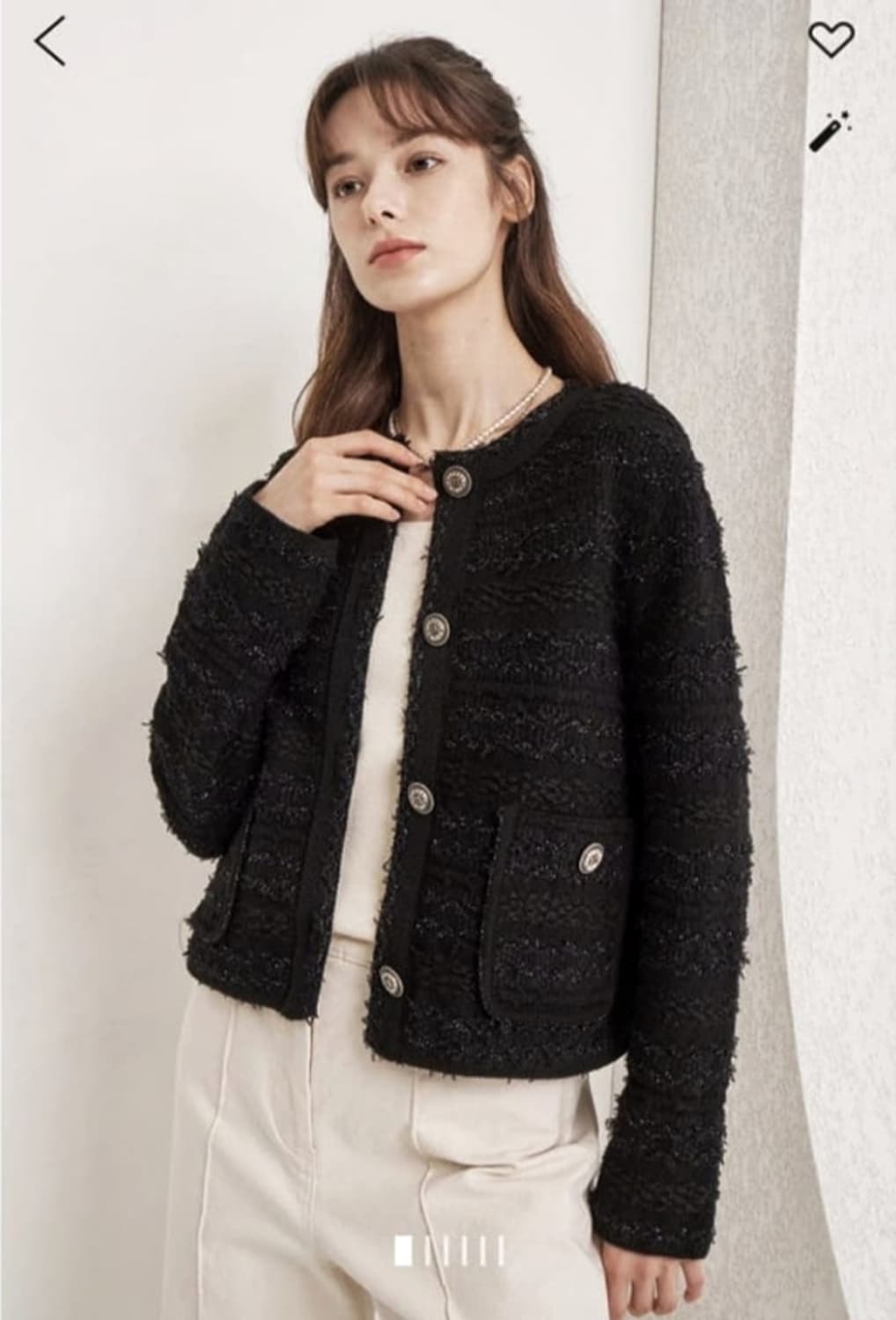 마인 로고 버튼 글리터링 니트 가디건 상품이미지1