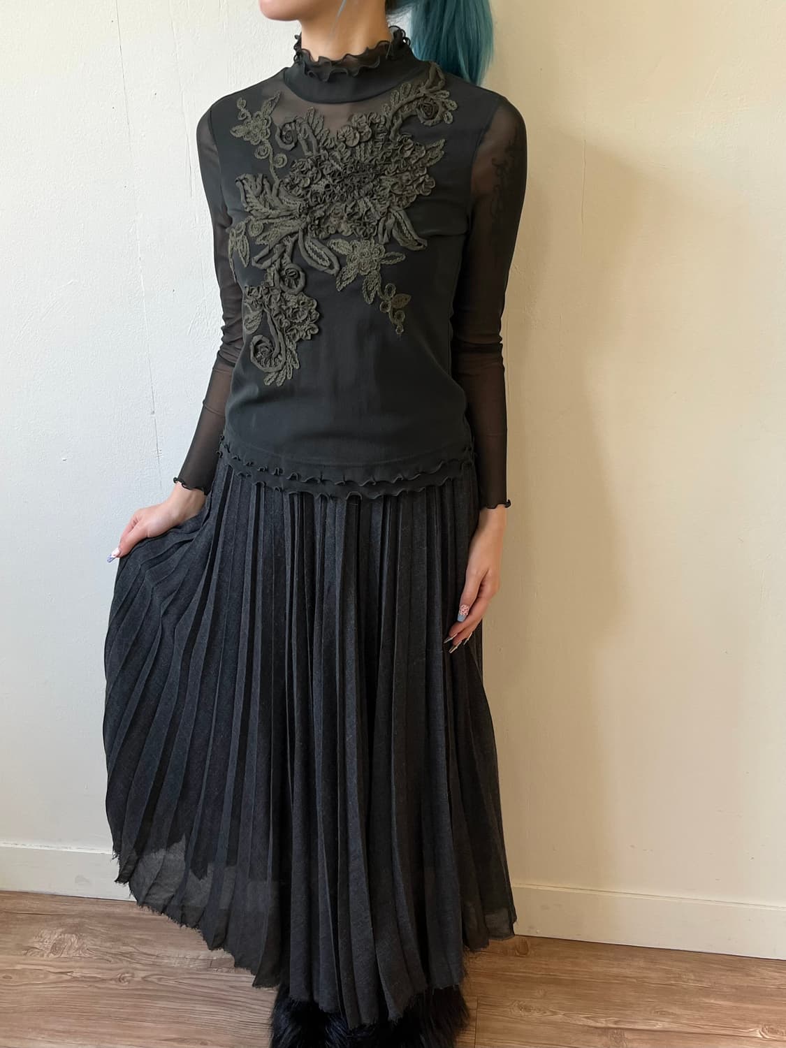 BRAHMIN 차콜 롱 스커트 상품이미지4