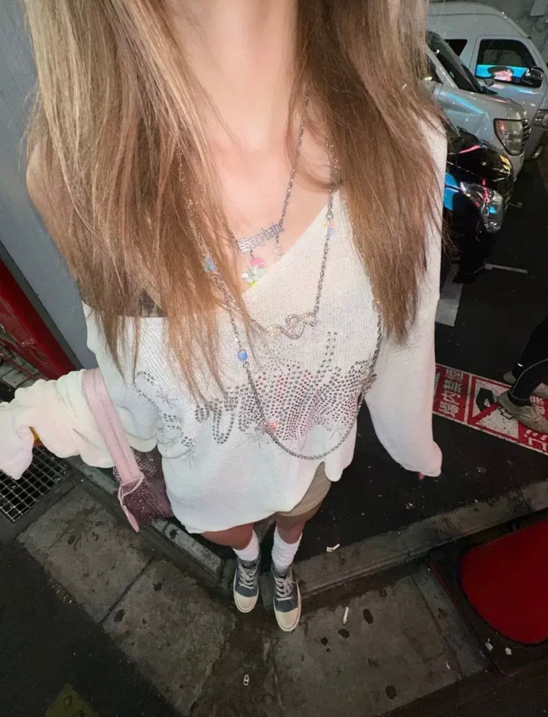 Srrybabe 갸루 큐빅 니트 상품이미지2