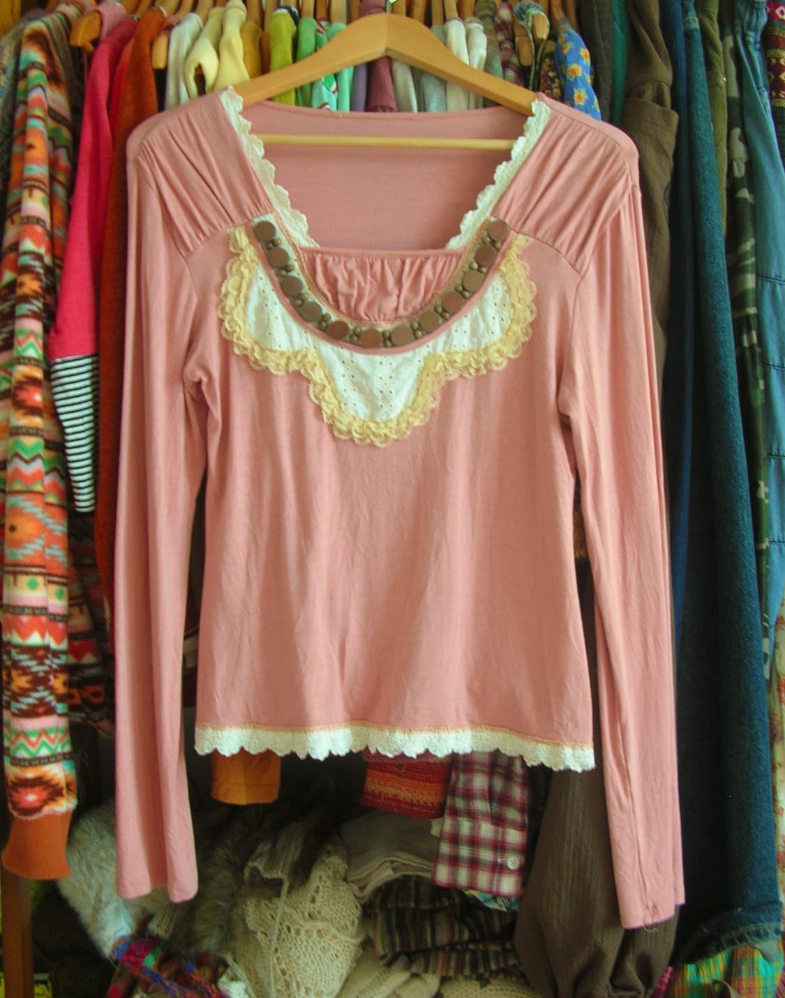 빈티지 히피 보헤미안 무드 롱슬리브 긴팔 티셔츠 상품이미지2