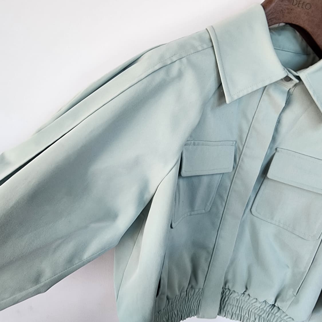 JS 뉴욕디자인 숏 크롭 블루종 자켓 민트색 상품이미지3