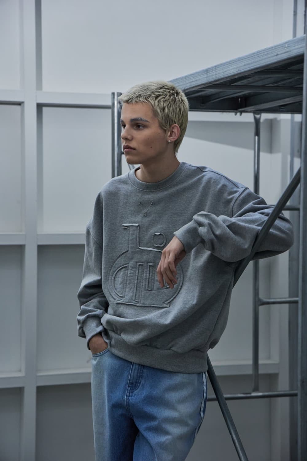 HEIM 헤임 아일렛 빅 로고 스웨트셔츠 멜란지그레이 M 상품이미지3