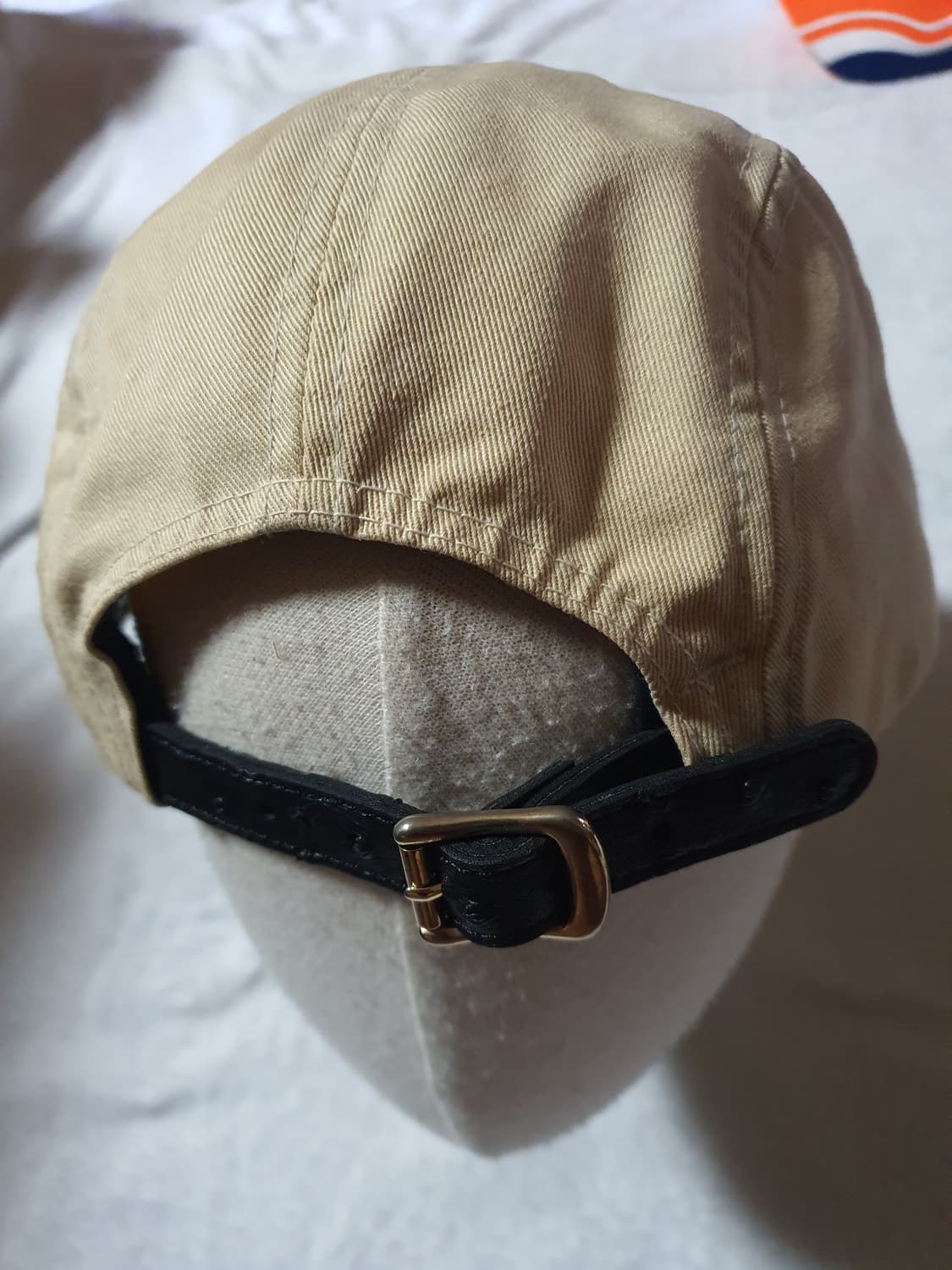 스투시 STUSSY 로고 가죽스트랩 캠프캡.베이지.설명확인 상품이미지3