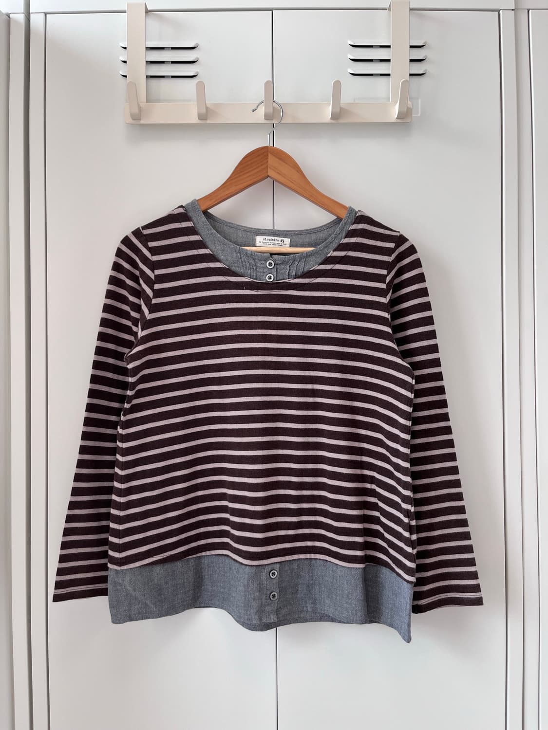 Cloundnine 줄무늬 셔츠 레이어드 티셔츠 상품이미지5