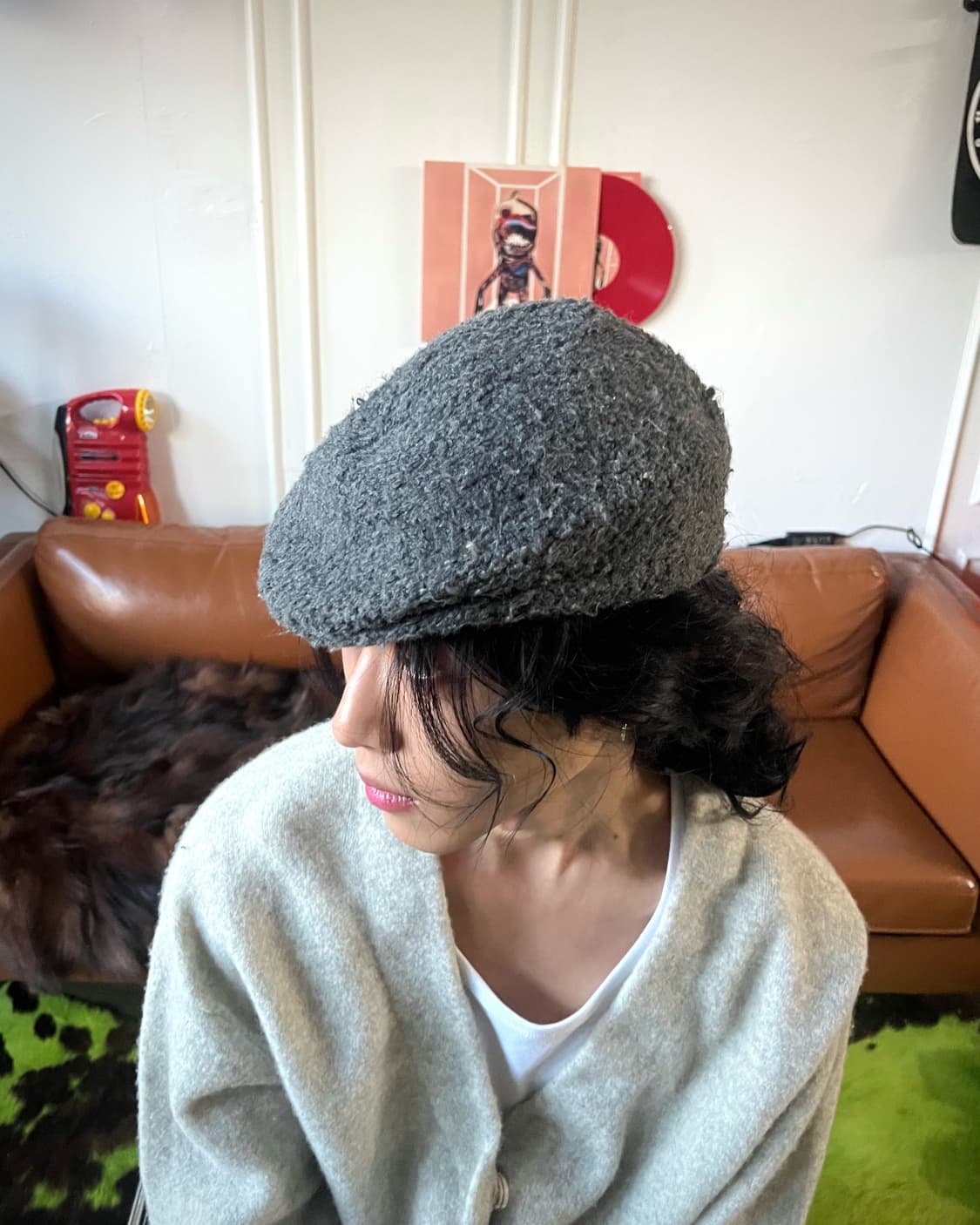 Italian Vintage Boucle Knit Hunting Cap 상품이미지2