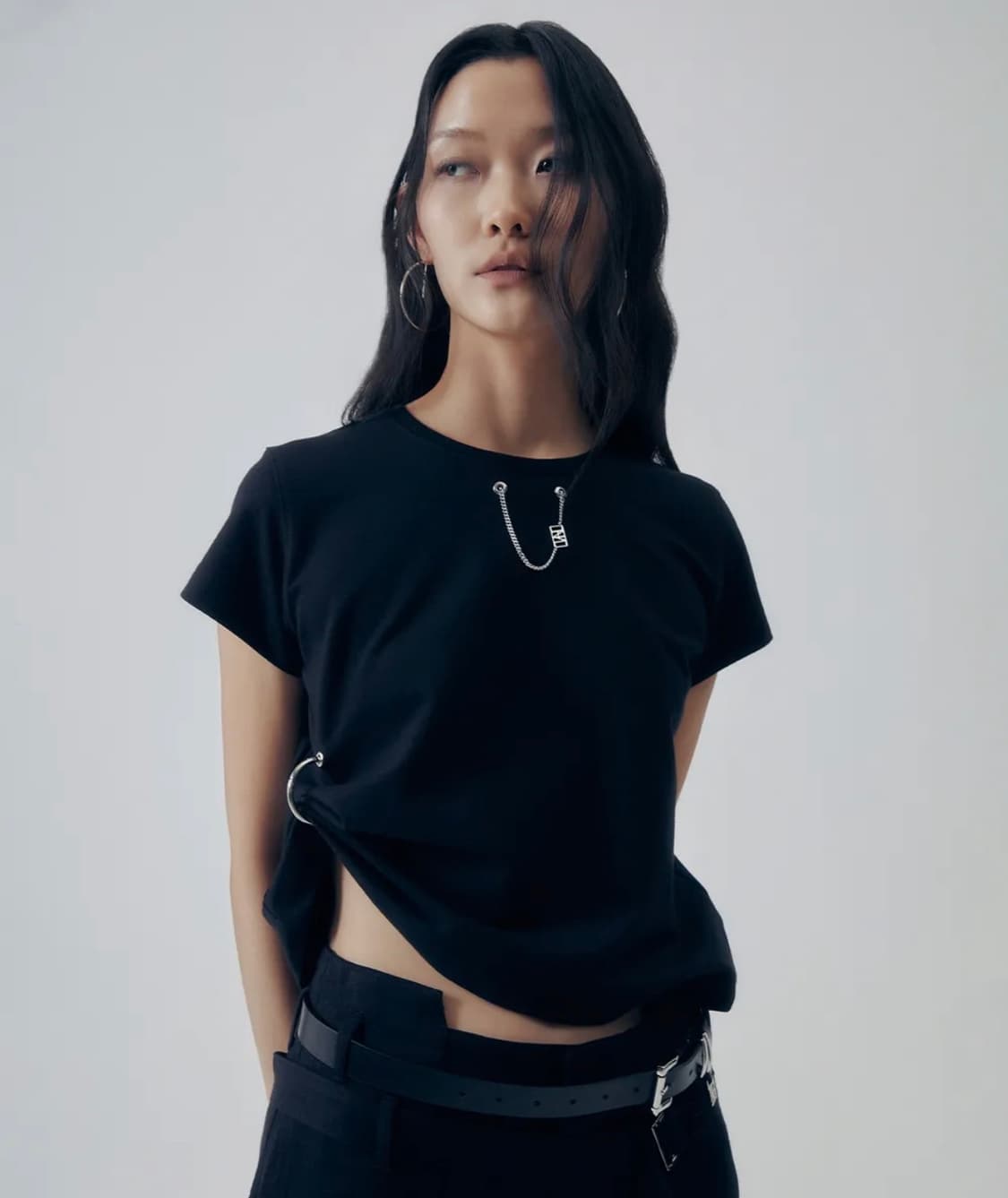 트리밍버드 Dubre Chain Crop T 블랙 상품이미지1