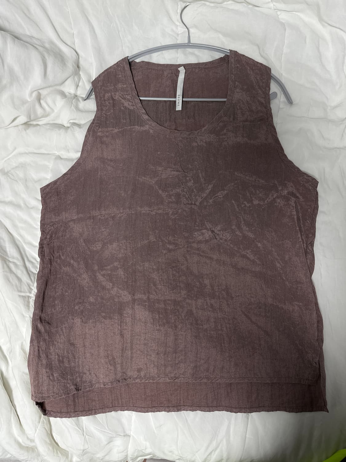 노이어 비스코스 u넥 슬리브리스 셔츠 (버건디) 상품이미지2