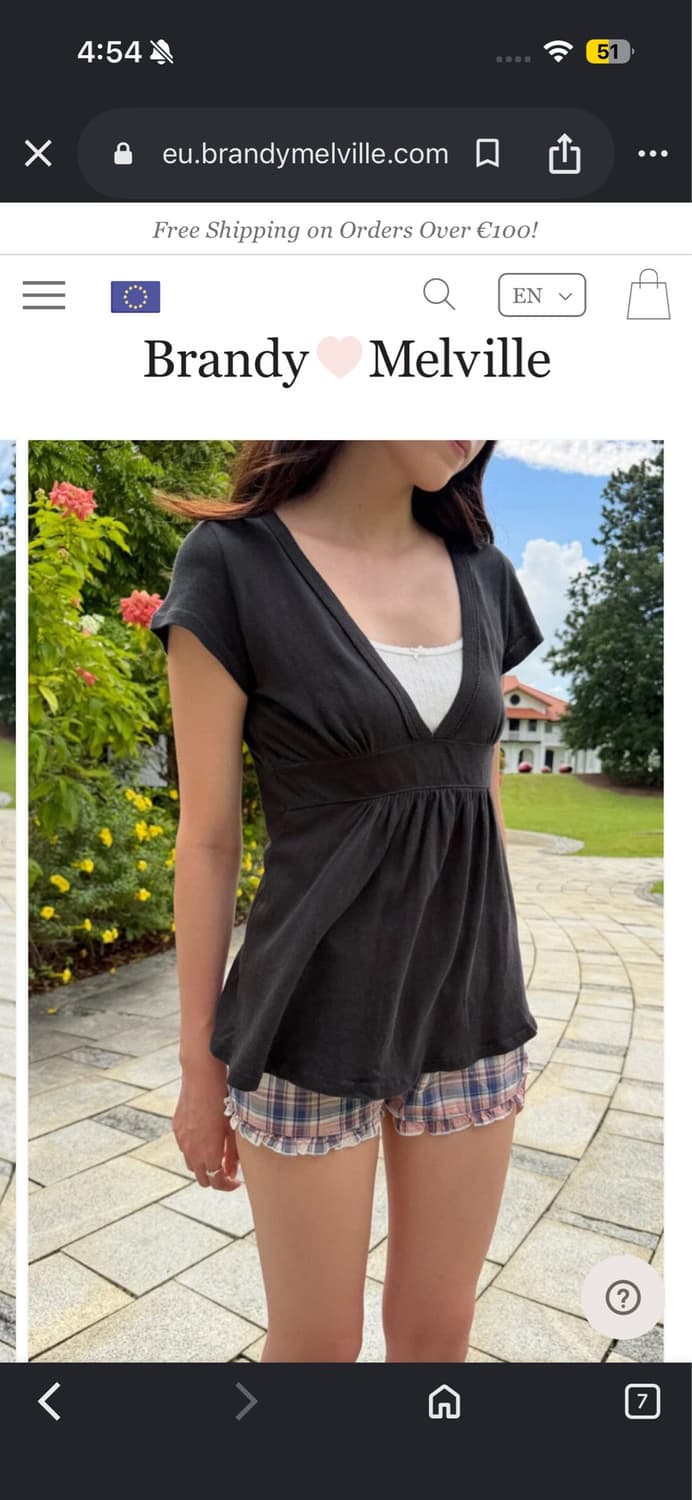 Brandy Melville Naia top black 상품이미지1