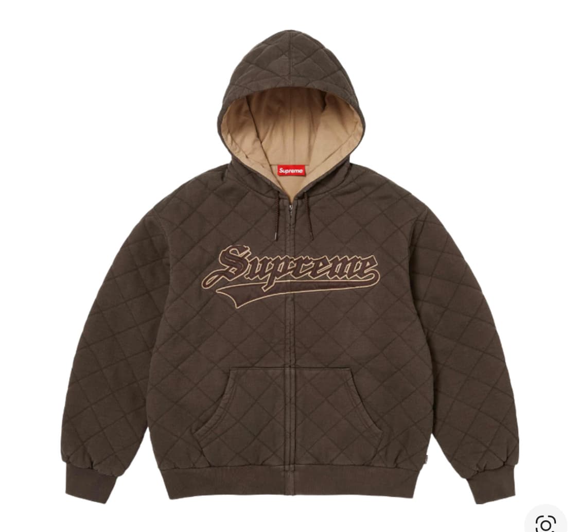슈프림 퀼티드 집업 후드 스웨트셔츠 다크 브라운 구해요 상품이미지1