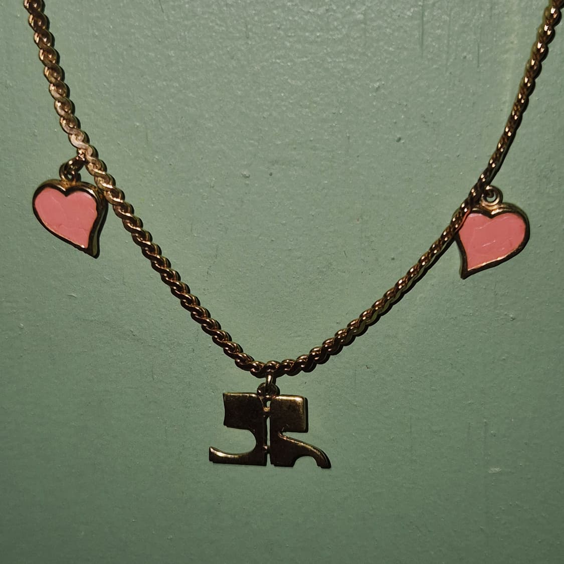 90s 꾸레쥬 핑크 하트 레이어드 초커 상품이미지5