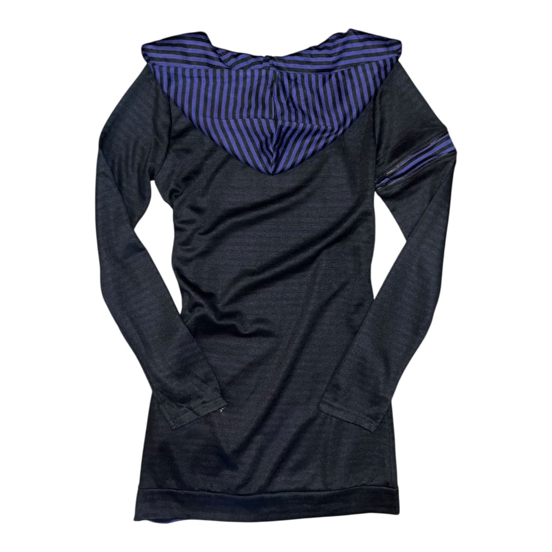 스트라이프 후드레이어드 지퍼디테일 후드 롱 긴팔티 펑크y2k 상품이미지5