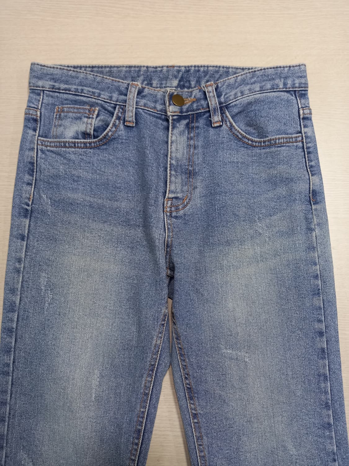 26 4SEASON Kor 데미지워싱 스판 슬림일자진 연청 26-614 상품이미지3