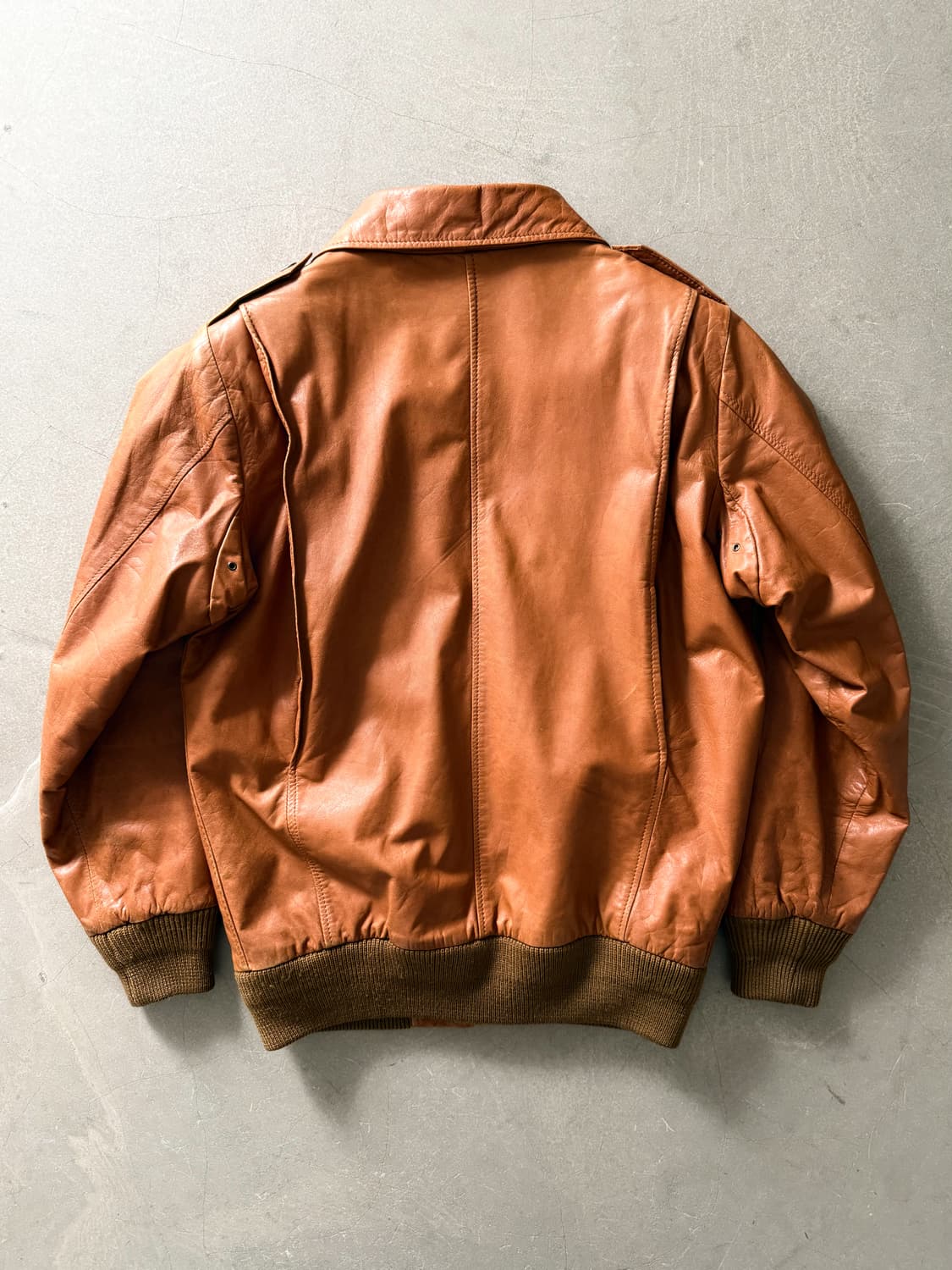 Vintage Genuine Leather Bomber Jacket 상품이미지3