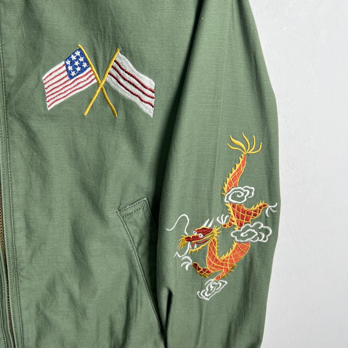 아비렉스 카키 코튼 자수 스베니어 자켓 M 상품이미지8